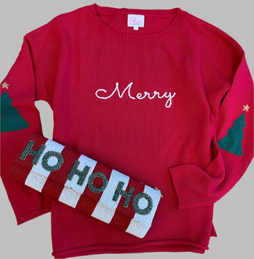 Embroidered Merry Sweater -100% cotton sweater