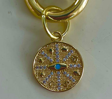 Evil Eye Star Gold Carabiner Necklace