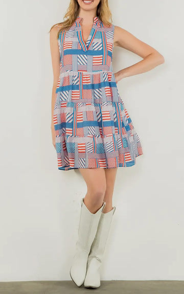 Patriotic patchwork flag dress