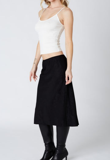 Bias Black Knee Length Skirt