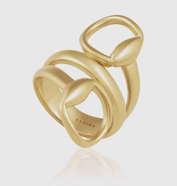 Horse Bit Gold Double Wrap Ring - Ships Dec 26