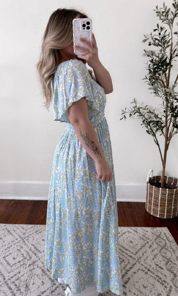 Hydrangea floral midi dress