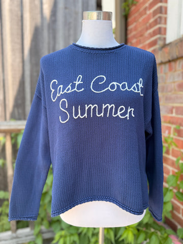 Chloe Rollneck East Coast Summer Cotton Sweater In Navy