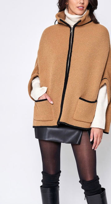 Kenzo solid poncho in camel