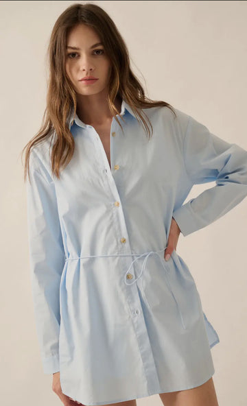 Quattro Blue Tie Waist Shirtdress / Romper