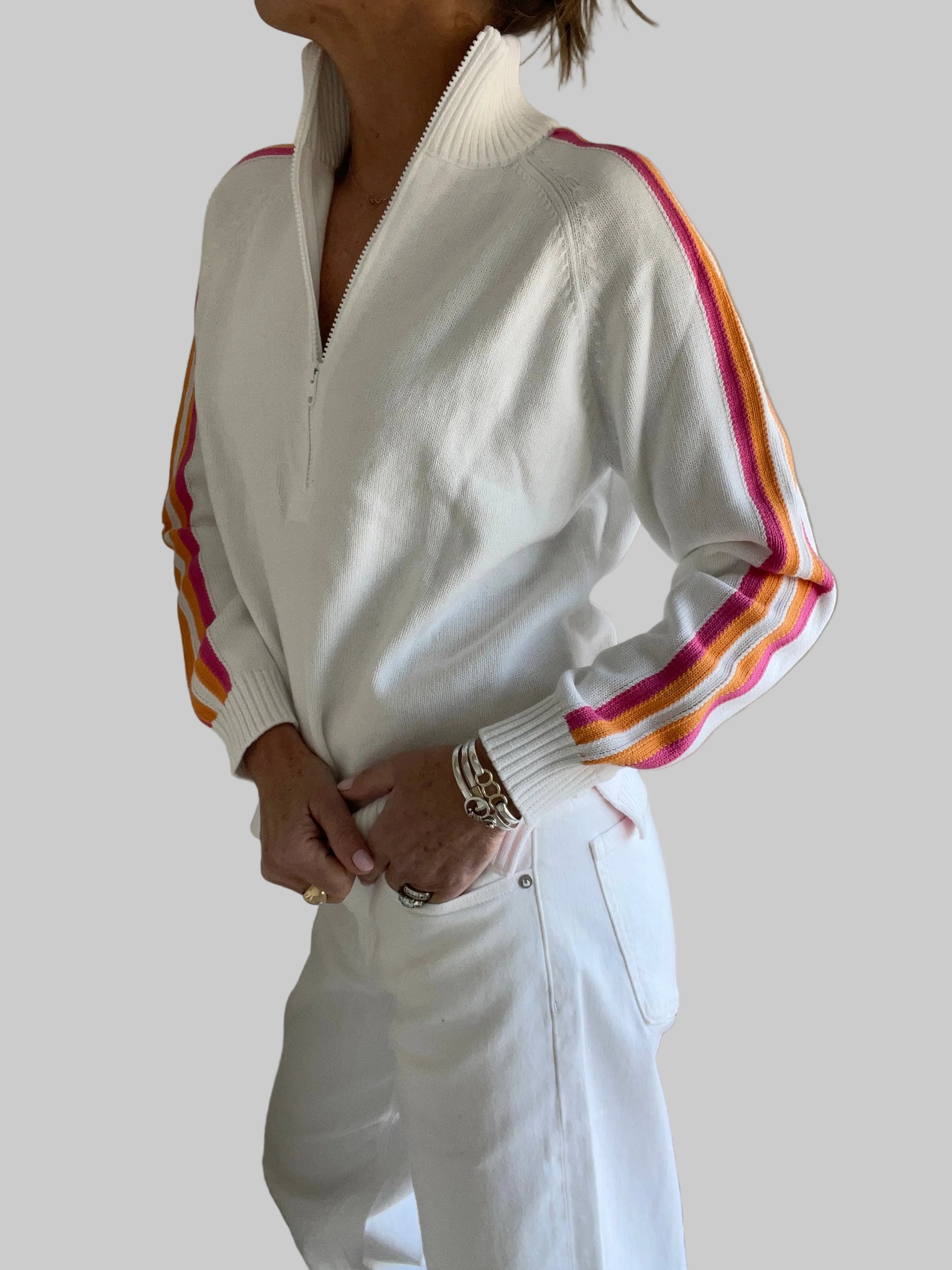 Hey Matey Cotton 1/2 Zip Sweater Navy/Cream