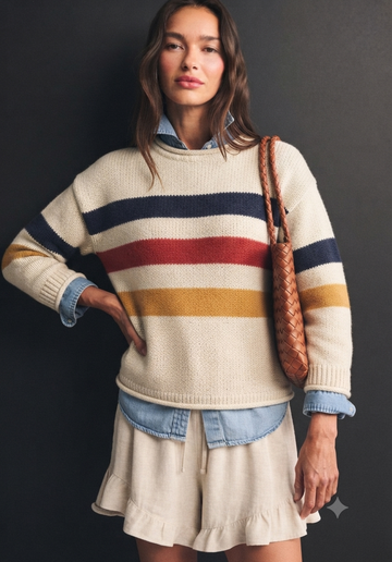 Chloe Arcadia Heritiage Stripe Rollneck Sweater