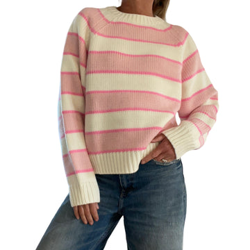 Classic Chunky Strip  Sweater in Pink