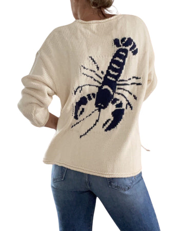 Boxy Cotton blue Lobster sweater