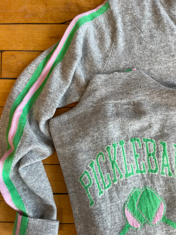 Cashmere pickleball front-zip up sweater