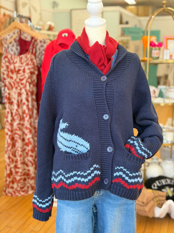 Lobster In Tee Varsity Cardigan in Navy
