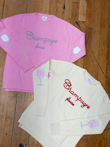 Champagne Please Boxy Cotton Sweater in Pink/Gray