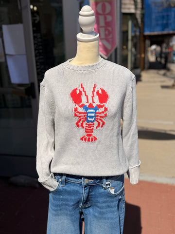 Campus Lobster in Striped Tee Sweater in Gray