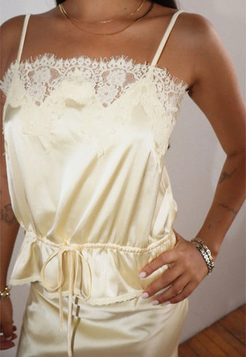 Satin Lace Cami in Butter