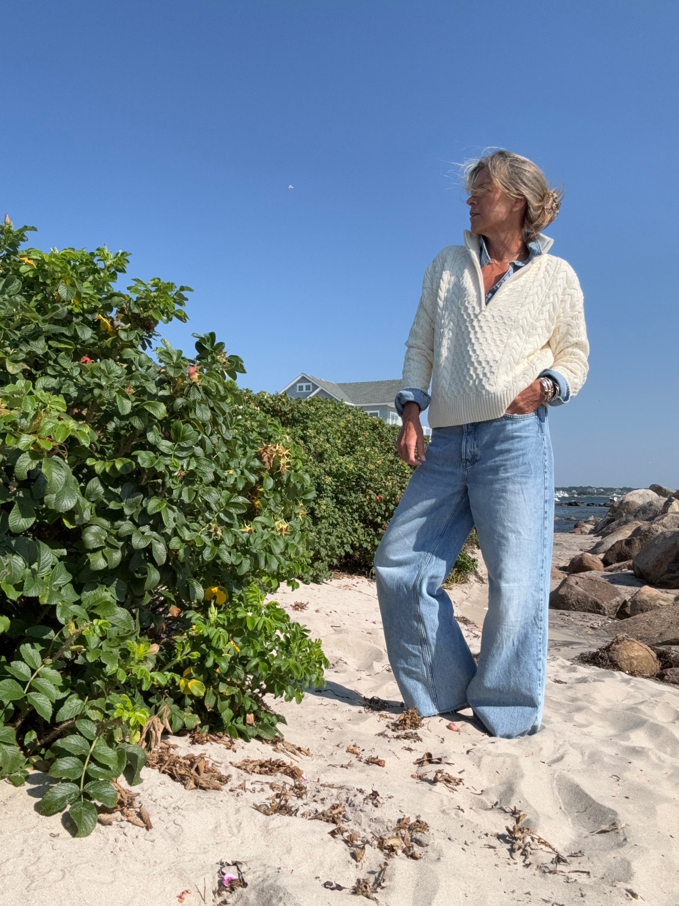 1/2 Zip Cable Sweater for Women | Pink Pineapple Shop