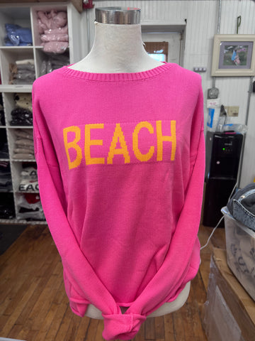 Beach Boxy Cotton Sweater Pink/Orange