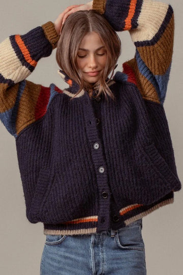 Chunky Rib-Knit Faux Fur Lined Cardigan