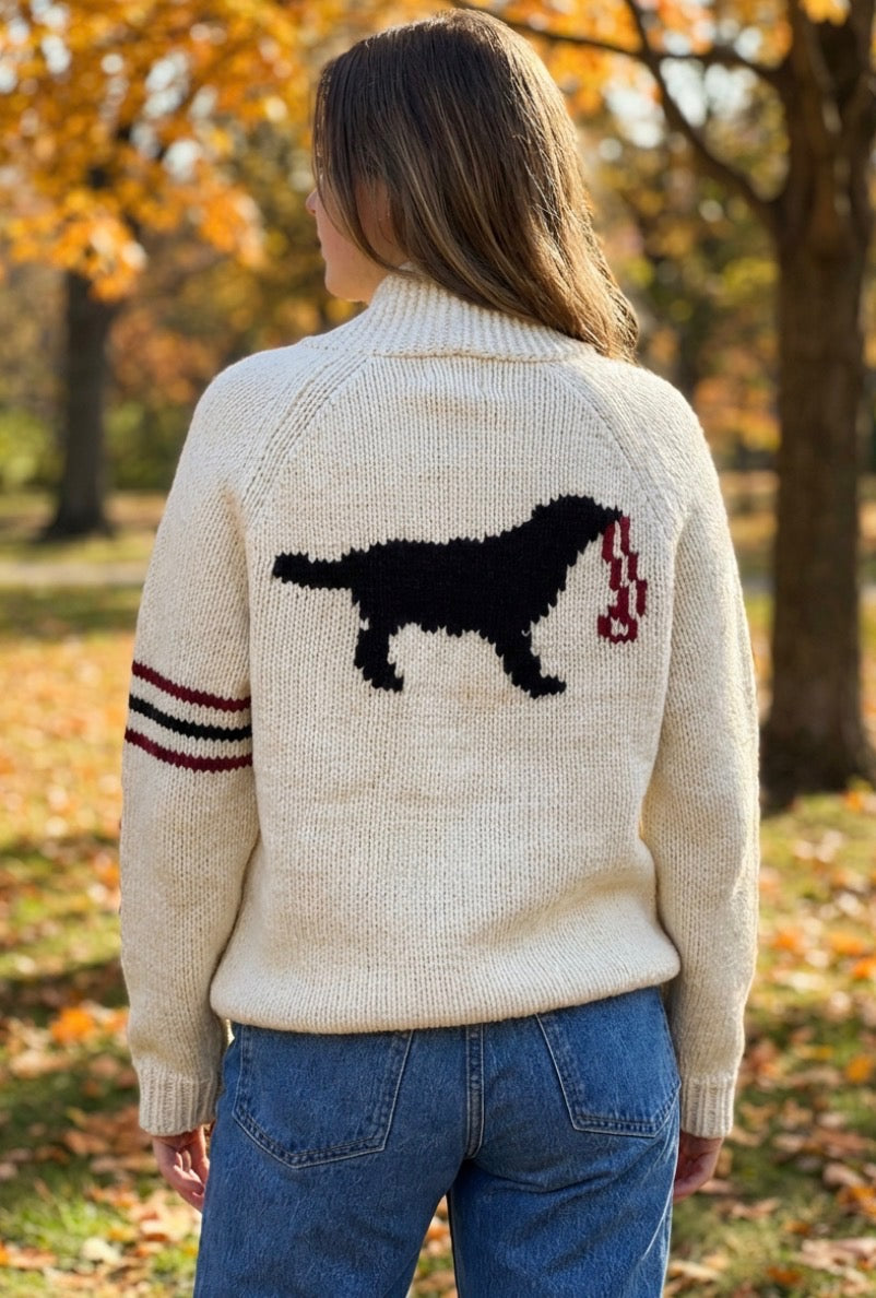 【90s~PETER HAHN】ピーター・ハーン ニットポロ　アイボリー M Chunky Knit Lobster Cardigan | Pink Pineapple Shop