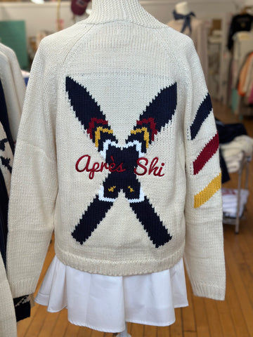 New Apres X Ski Varsity Cardigan in Ivory
