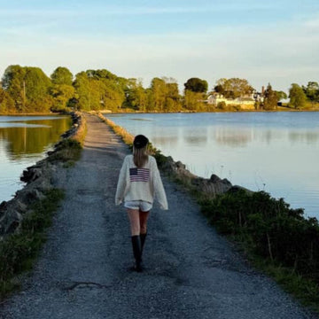 Cable Flag Sweater in Ivory (Flag On Back)