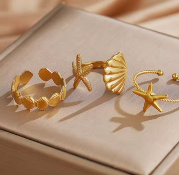 Golden Ocean-Inspired Ring Set
