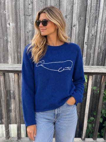 Cashmere Nantucket Whale Roll Neck Sweater