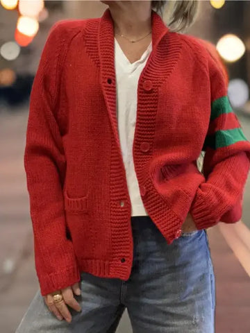 CHRISTMAS Green stripe Merry Cardigan