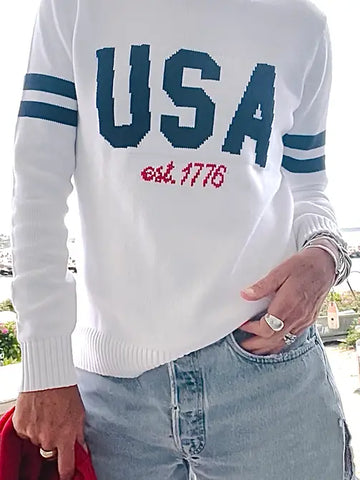 Classic White USA 1776 sweater