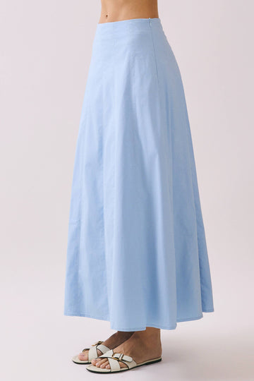 Topstitching Detail Maxi Skirt In Baby Blue