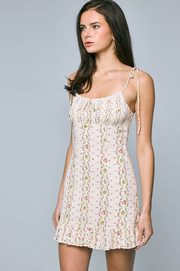 Vintage Rose Smocked Ruffle Mini Dress