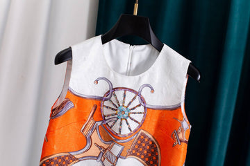 Elegant Beaded Jacquard Sleeveless Mini Dress