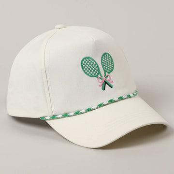 Tennis Racquets Ribbon Embroidery Trucker Hat