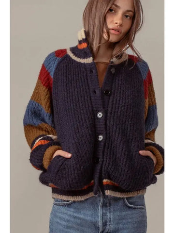 Chunky Rib-Knit Faux Fur Lined Cardigan