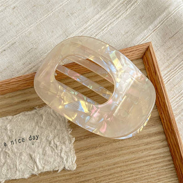 Iridescent Oval Flat Hair Claw Clip