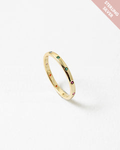 Multi stone gold band ring