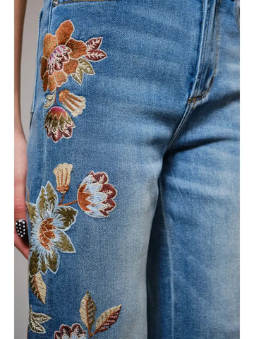 Embroidered Flare Jeans