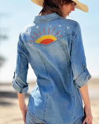 Sundance Embroidered Denim sundown shirt