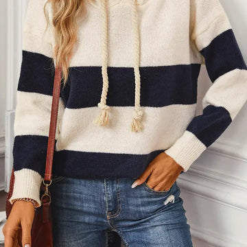 Oversized Preppy Stripe Hoody Ivory