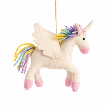 Prancing Pastel Unicorn Felt Ornament