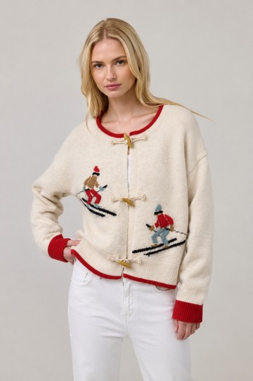 Alpine Ski Toggle Cardigan Beige