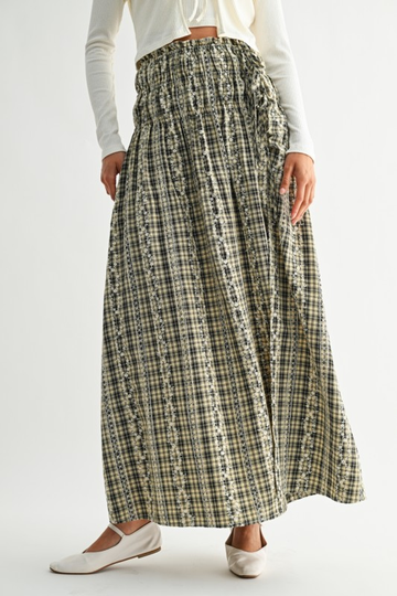 Lydia Checkered Midi Wrap Skirt