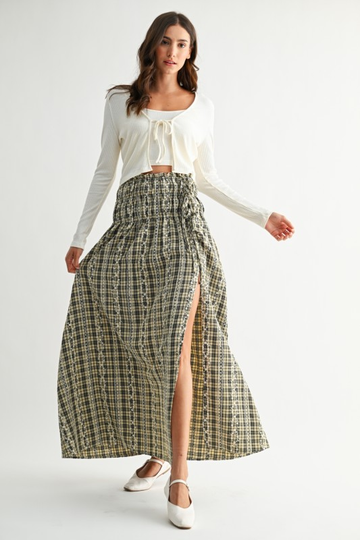 Lydia Checkered Midi Wrap Skirt
