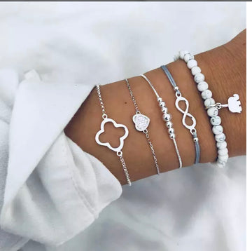 Ella ivory  bead bracelet Set