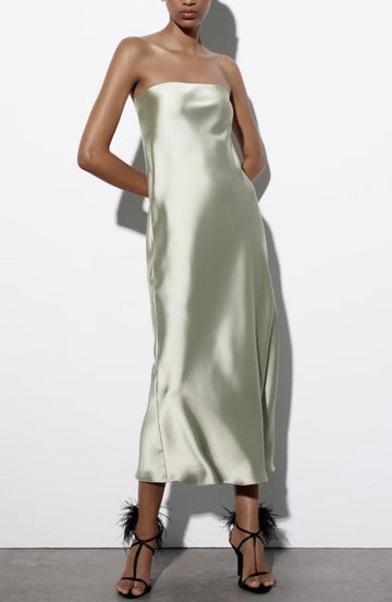 Lelia silk dress in Matcha