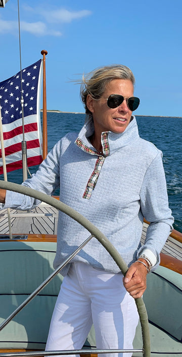 Out and about Heather quilted pullover
