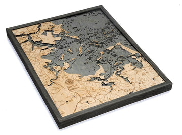 Boston Harbor, Massachusetts 3-D Nautical Wood Chart, Large, 24.5" x 31"