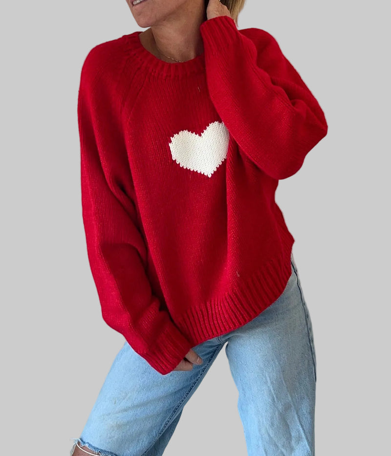 Chunky Acrylic Heart Sweater Pink Pineapple