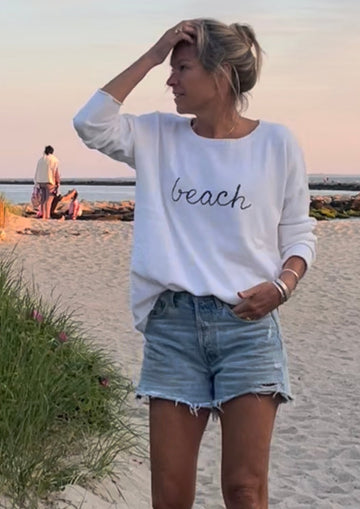 Buy Online White Embroidered Beach Sweater | Pink Pineapple