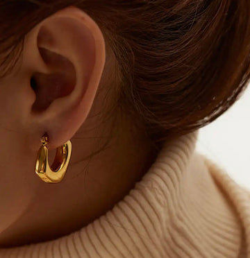 Mini square 14 karat gold plated, stainless steel earrings