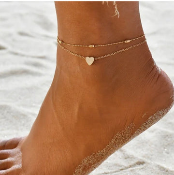 Heart multi layer anklet